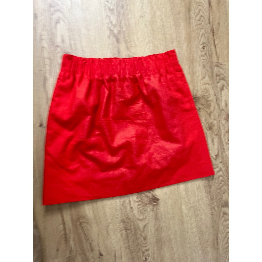 J.Crew Preppy Wool Blend Mini Skirt Womens 6 Red Elastic Waist Paperbag 90289
